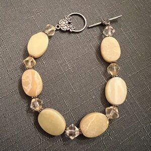 Genuine yellow Jasper oval stone bracelet with toggle clasp 8”